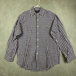 Ralph Lauren Mens Blaire Fit Plaid Long Sleeve Button Down Shirt M Red‎ Blue